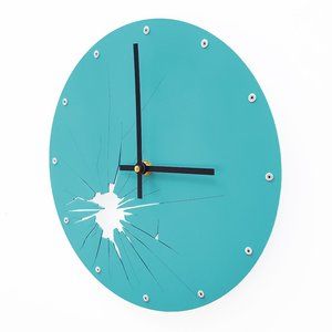 Teal Shattered Metal Wall Clock - Unique Gift Idea